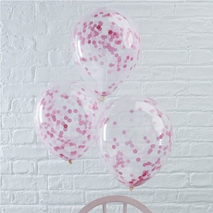 Pink Confetti Party Balloon///Birthday Balloons//Wedding Party Balloons//Baby Shower//Party Decorations//Air and Helium Balloon/Celebration