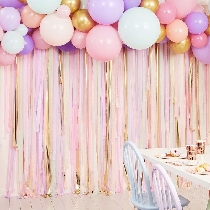 Balloon Back Drop Kit Pastel Streamer Balloon Decoration  Pinkpeachtasselsphoto Bannercreammintgarlandcenterpiececrepe Paperparty -   Denmark