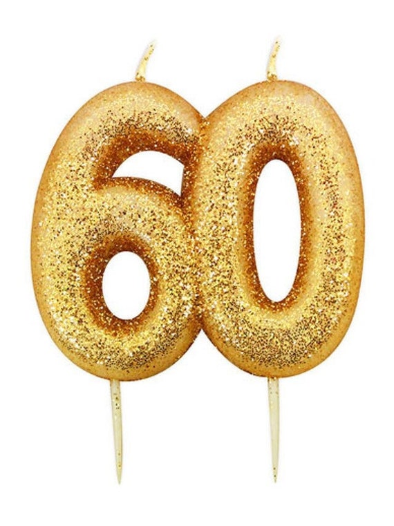 Milestone Anniversary Number Candle Gold Gold 60th Birthday Drip Cake ...