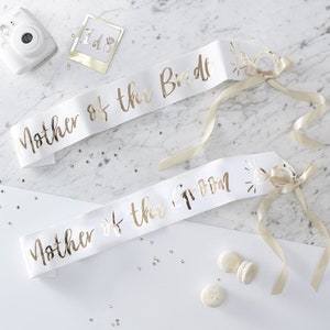 HEN PARTY Gold I Do Crew// Mother of the Bride and mother of the Groom//2 sashes//Engaged//Wedding//Party Decorations//Bride to be