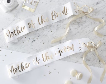 Mother Of the Bride and Groom Sash| Gold I Do Crew|2 Hen sashes |Engaged Sash| Hen Party|Wedding Decoration|Party Decorations|Bride to be