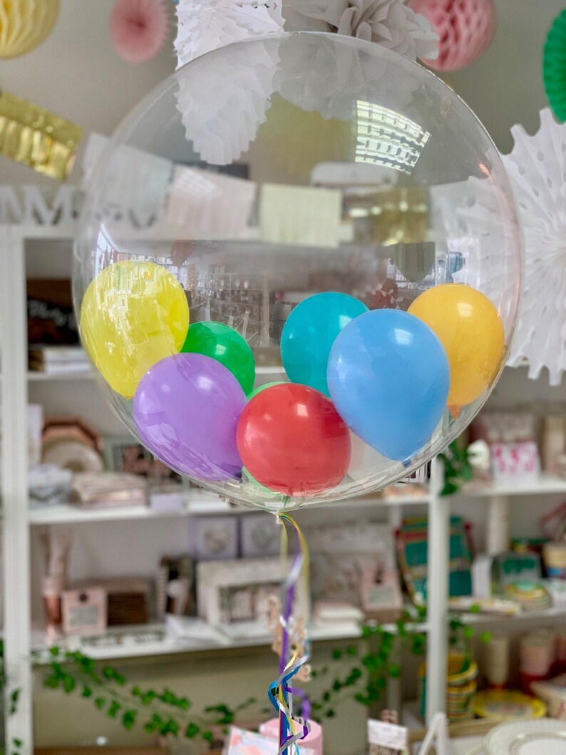 Birthday Helium Balloon // INFLATED 24 Bubble Balloon // Etsy UK