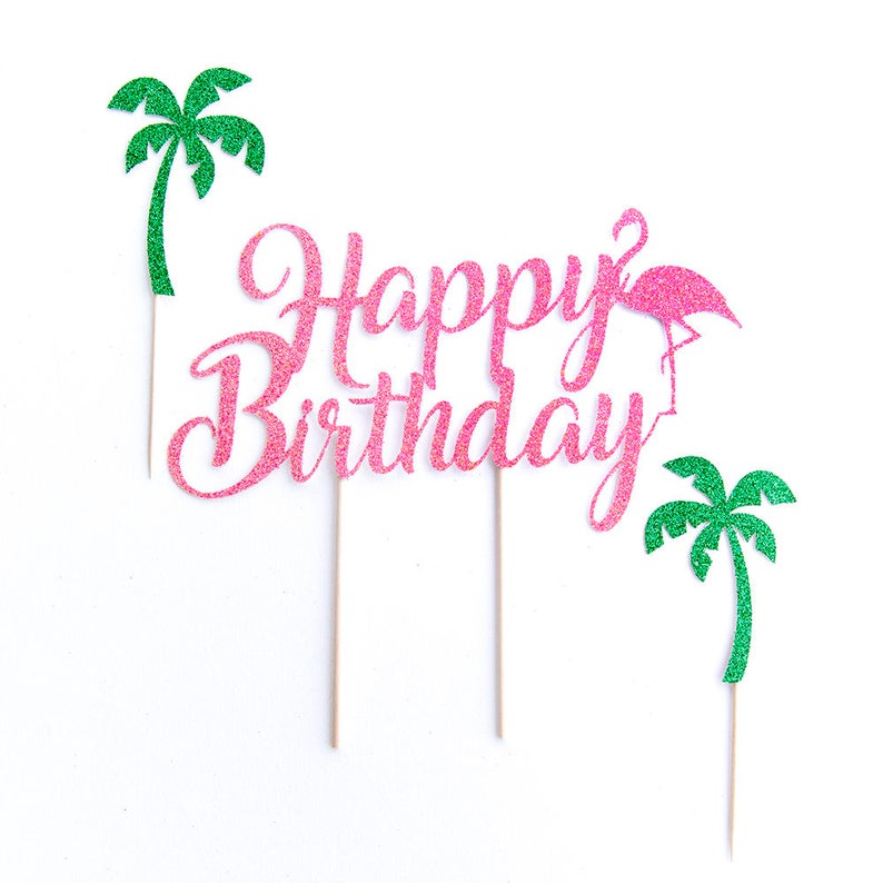 Happy Birthday Flamingo & Ananas Cake Topper Set – 18-teilig, Tropische Deko Für Kuchen & Cupcakes