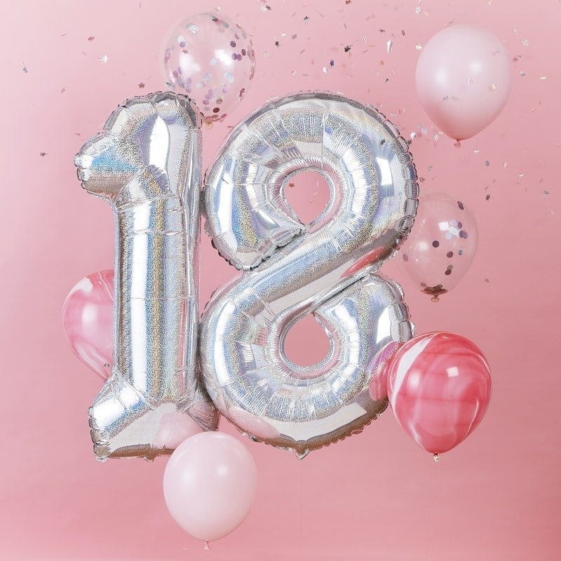 Decoración de cumpleaños de 18 años, globos de fiesta Globos con números de  18 años para decoración de fiesta de cumpleaños de 18 años de boda Globos  de helio (oro rosa 18)