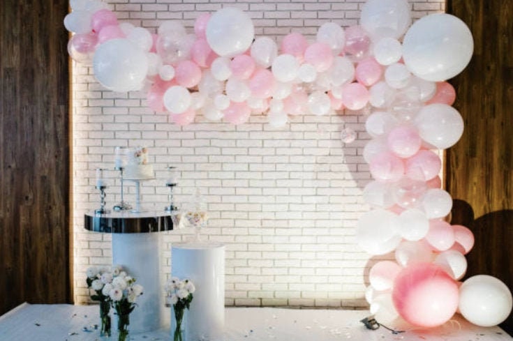 Pink Baby Shower Balloon Arch, Baby in Bloom, Baby Shower