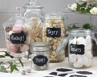 Chalk Board Sticker Labels // Candy Bar Jars // Stick of Chalk // Kitchen Labels // Wedding Labels // Food Labels // Fridge Labels // Gift