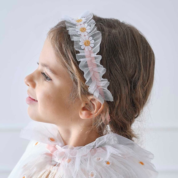 White and Pink Daisy Flower Headband|Girl Fancy Dress |Kids Outfit|Birthday Costume|Dressing up|Play Party |Daisy Head Band/Kids outfit