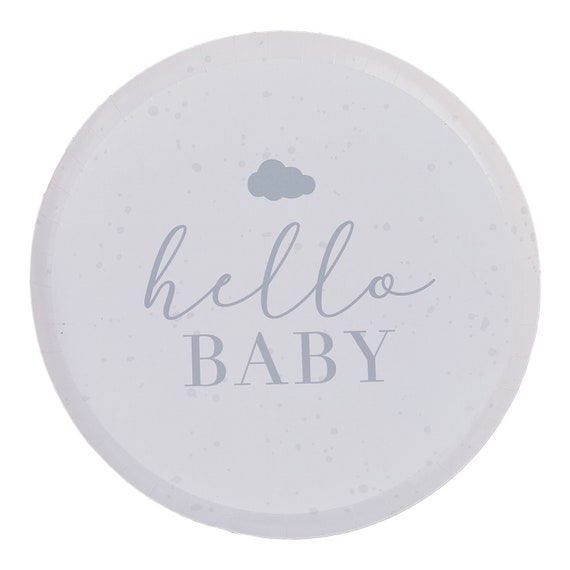Baby Shower Paper Plates |Hello Baby Neutral Colours|Neutral Earth Tones/  Baby Decoration/ Recyclable Paper Plates/Mummy to be/Grey writting