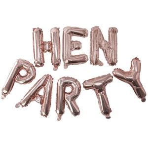 Rose Gold &#39;Hen Party&#39; Balloon//Bunting/Hen do decoration/Hen Party Ideas/Bride to be/Hen/Party Decoration/Written Script Hen Party/Rose Gold