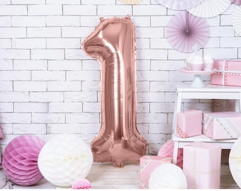 Birthday Balloon Age Number 1 Rose Gold//First Birthday//One Balloon//1st Birthday//Foil Balloon//Party Decorations//1st Birthday//Girl Boy