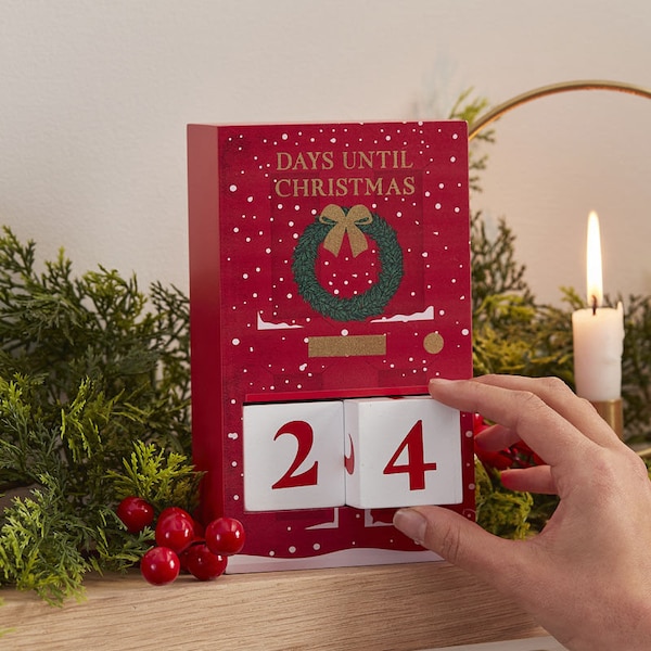 Christmas Countdown Calendar Door | Wooden Reusable | Christmas |Calendar|Advent|Xmas Decoration|Party |December|Mantlepiece| Present| Santa