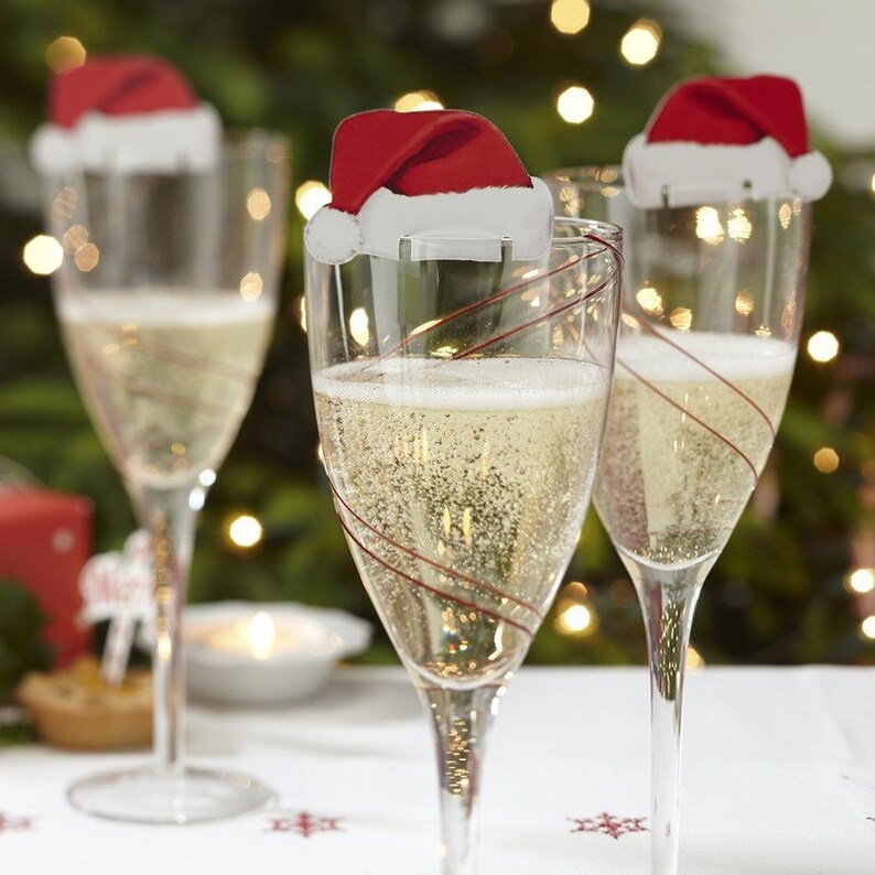Santa Hat glass decorations// Christmas cheer