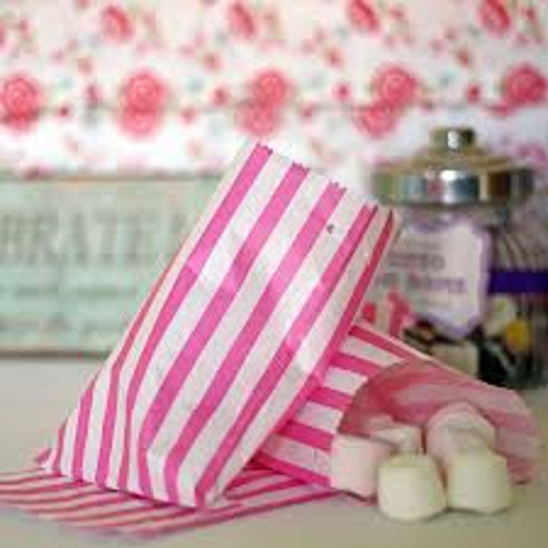 Pink Candy Paper Bags // Vintage Pink Sweet Bags // Birthday Etsy UK