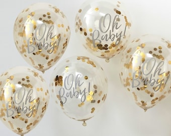 Oh Baby Gold Confetti Baby Shower Party Balloons//Gold Confetti Balloons//Baby Shower decorations//Party decorations//Stylish Party balloons