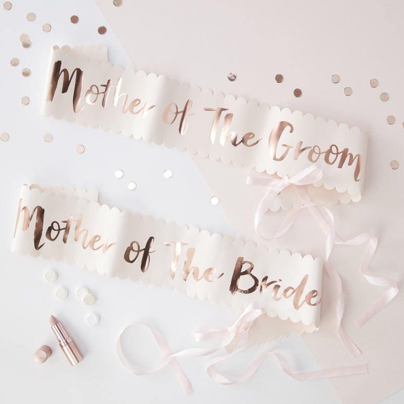 MOTHER of the BRIDE and GROOM Sash.Pink and Rose Gold. 2 Sashes. Team…