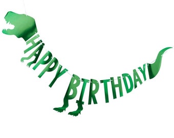 Dinosaur Happy Birthday Bunting / Birthday Boy/ Wall Decoration /Jurassic Park/ Party Favours/ T- rex /Party Decorations/T Rex /Jurassic