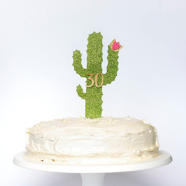 Cactus themed birthday cake topper. Custom name and age. Girl, boy. First Birthday Party. Party decorations. Second. Third. Ten. 18th. 30th. image 4