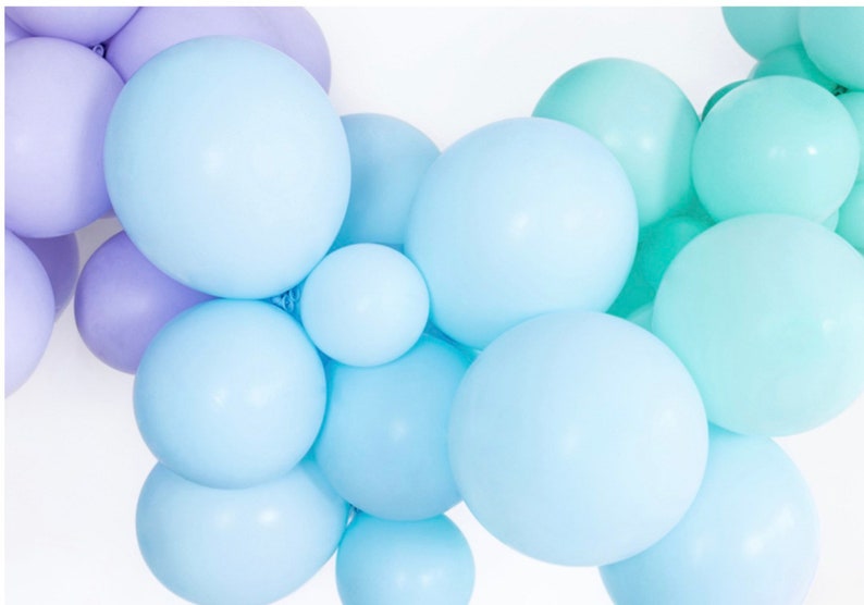 Baby Blue Balloon Arch// Blue Balloon Garland/ First Birthday Boy /Backdrop/Party Decoration/ Baby Shower/ White/ Rose gold image 6