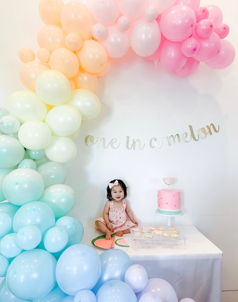 Rainbow Birthday Balloon Arch //Custom Colour Kit/Pastel Balloon Garland/Choose colours/Rose Gold Party/Party Decoration/Childrens Birthday image 1