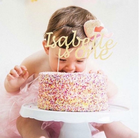 Glitter stars birthday christening cake topper decoration personalised age
