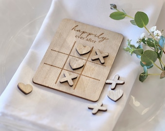 Wedding Table Game.Wooden Noughts and Crosses|Mini Wedding Game |Children  Game| Wedding Reception|Wedding gifts|Party Game|Happy Ever After