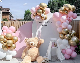 Pink and Chrome Gold Balloon Arch Kit /3m DIY Balloon Garland Kit / Baby Shower / Bear Party / First Birthday / Balloon Backdrop/Venue Decor