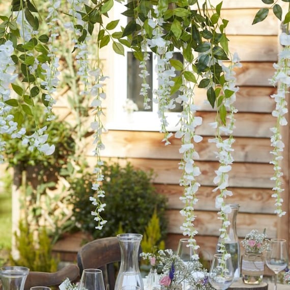 White Wisteria Wedding Garland | Artificial Flower Vine, Backdrop Decor