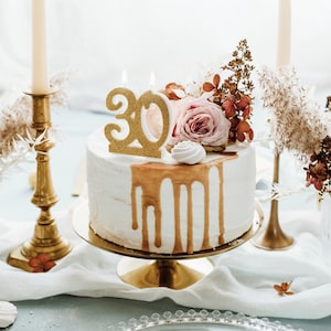 30th Birthday Gold glitter Candle |Milestone Birthday |Cake Decoration |Birthday Decoration | Party Decoration | 30 | 40 | 50 |60 Years old