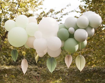 Sage Green Balloon Garland Kit with Paper Fans