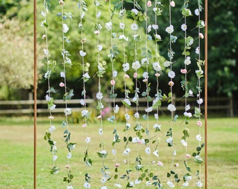 Hanging Flower Curtain Back Drop //Floral Curtain/ Flower Wall/Birthday Backdrop/Daisy decorations/Wedding Reception /Spring Birthday