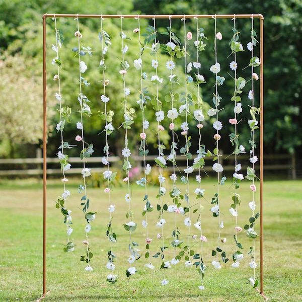 Hanging Flower Curtain Back Drop //Floral Curtain/ Flower Wall/Birthday Backdrop/Daisy decorations/Wedding Reception /Spring Birthday