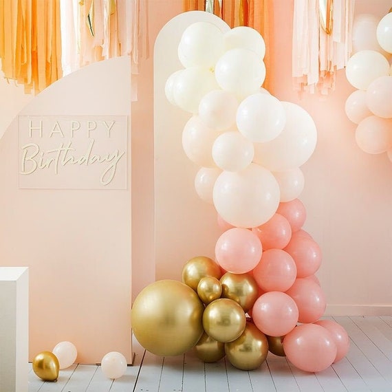 Blush and Peach Birthday Backdrop Kit, Party supplies, Inspired By Alma