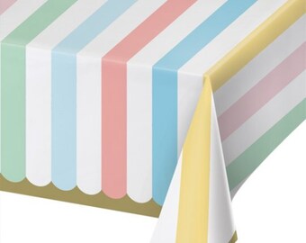 Pastel Birthday Table cover Verjaardagsfeest decoratie | Tafeldecoratie | Tafelzeil| Feesttafel| Pastel tafelkleed | Verjaardag Eten| Regenboog