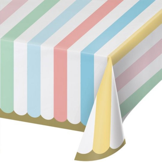 Pastel Rainbow Ruffled Tablecloth