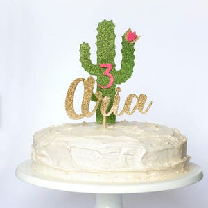 Cactus themed birthday cake topper. Custom name and age. Girl, boy. First Birthday Party. Party decorations. Second. Third. Ten. 18th. 30th. image 3