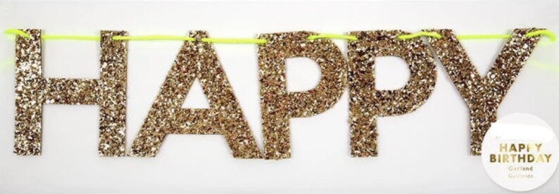 Gold Happy Birthday GarlandHappy Birthday BannerBackdropBirthday Boy Girl Party DecorationsWall DecorationHangingBirthday decoration