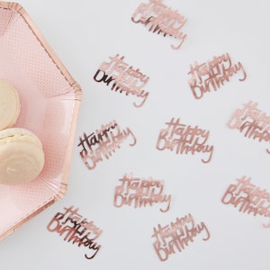 Confeti de mesa de feliz cumpleaños / Decoración de fiesta / Cumpleaños de oro rosa / Confeti / Decoración de cumpleaños / Confeti espolvoreado / Cumpleaños escrito