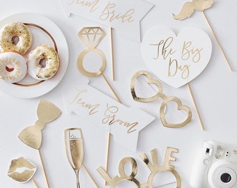 Gold Foiled Photo Booth Props// I Do Crew//Hen do decoration //Party Goodies //Hen Party Ideas //Bride to be treats // Photo booth