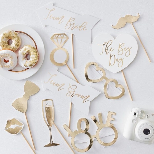 Gold Foiled Photo Booth Props// I Do Crew//Hen do decoration //Party Goodies //Hen Party Ideas //Bride to be treats // Photo booth