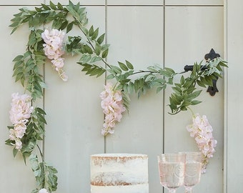 Blush Pink Wisteria Foliage Garland |Green Foliage Vine |Artificial Flower|Flower Garland |Wedding decoration|Prop |Balloon Foliage|Backdrop