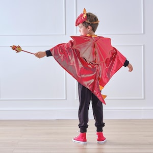 Red Dragon Kids Costume|Dragon Cape|Fire Wand|Dragon Mask|Fancy Dress Dragon Outfit|Kids Outfit|Birthday Costume|Book Day|Halloweeen Costume