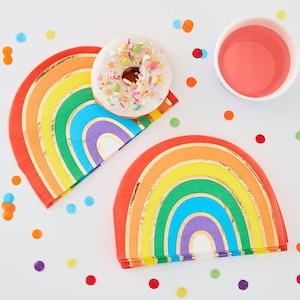 Rainbow and Gold Foiled Paper Napkin//Party TableDecorations//Summer Birthday/ First Birthday//Tableware//Party Supplies//Table decoration