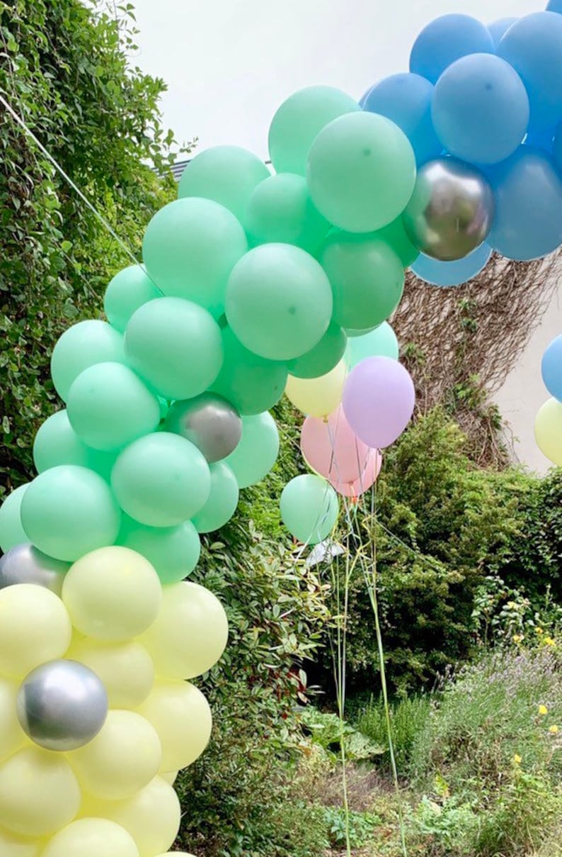 Baby Blue Balloon Arch// Blue Balloon Garland/ First Birthday Boy /Backdrop/Party Decoration/ Baby Shower/ White/ Rose gold image 5