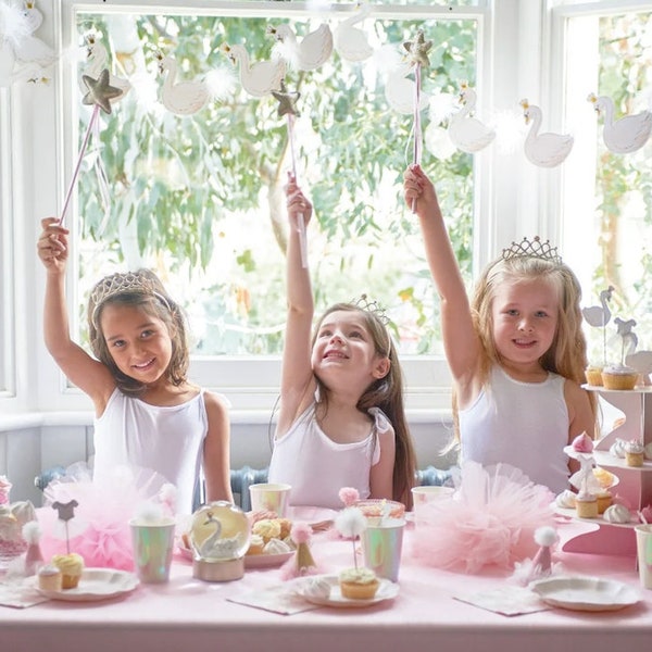 Baguette et diadème de princesse féerique // Tenue de fête princesse // Rose et or // Décoration de fête d'anniversaire pour fille // Couronne de fête // Baguette dorée.