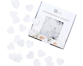 Biodegradable Heart Shaped Wedding Confetti. White Confetti. Party Confetti. Mr and Mrs. Bride & Groom. Table Decoration. Wedding Decoration