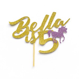 4th Birthday Personalised Cake Topper. Custom Any Age Party Decoration. Unicorn Birthday Party. 4 years old. First Birthday. Cake Decoration image 3