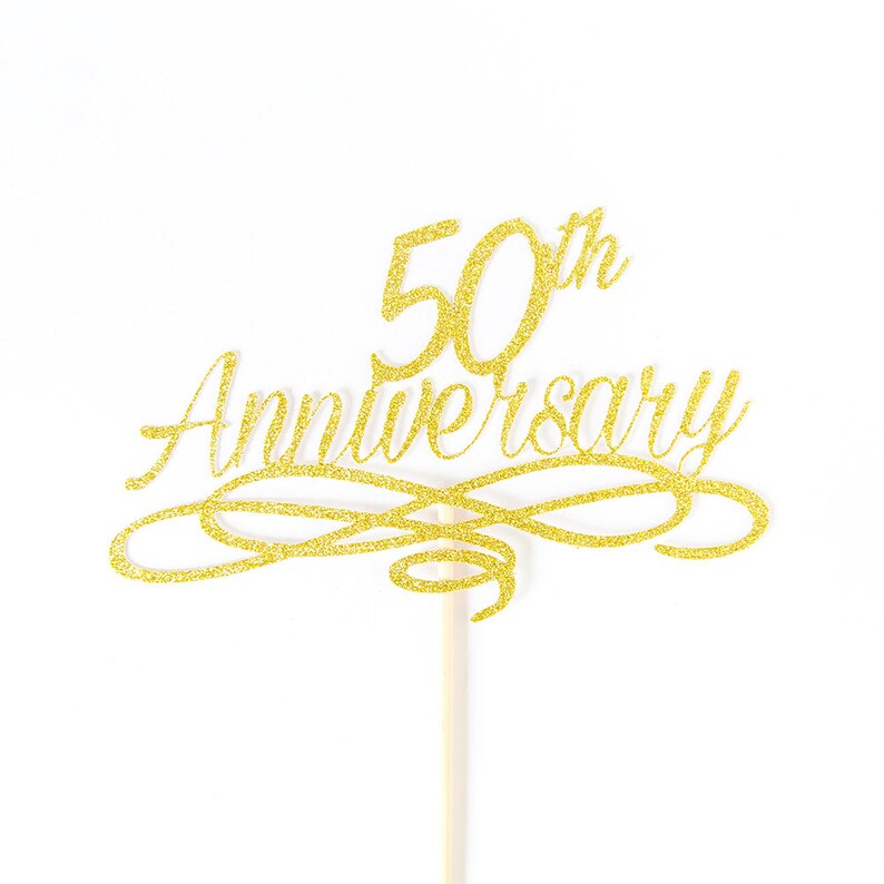 Anniversary Cake Topper. Golden Wedding Anniversary. Table Etsy