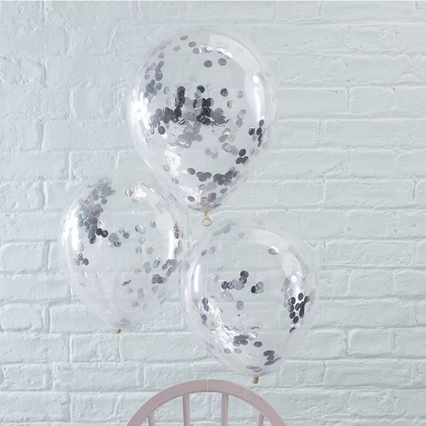 Silver Confetti Party Balloon//Birthday Decoration Balloon/Wedding Party Balloon/Party Decorations/Silver Confetti/Latex Balloon/Air/Helium