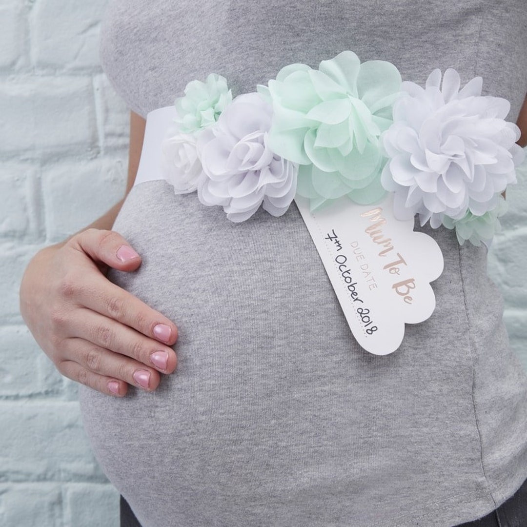 Fascia Per Baby Shower 'Mommy To Be' - Raso Blu Con Scritta Nera, Regalo Per Rivelazione Genere - 5