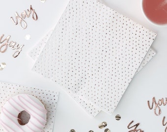 Spotty Rose Gold Foiled Napkins - Pick & Mix// Tableware// Rose gold napkins// birthday decoration// Party decoration// Wedding napkins